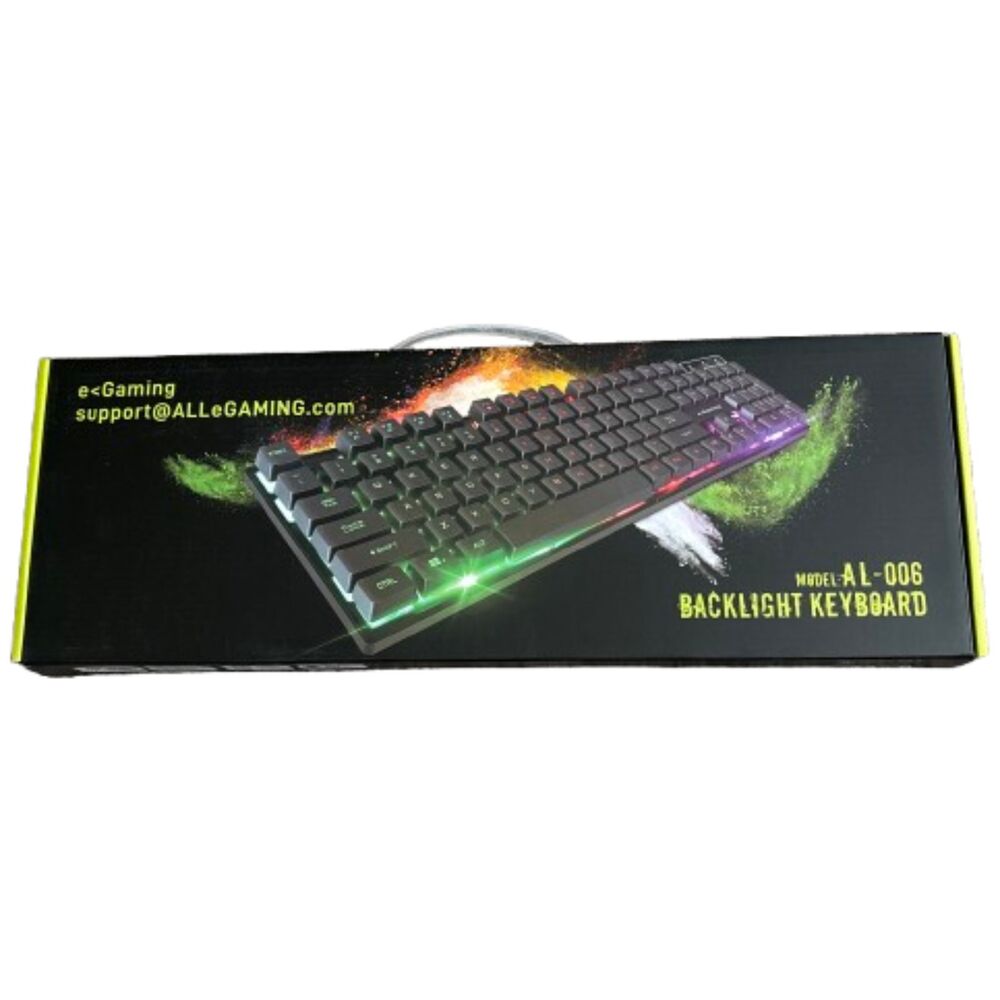 e<gaming AL-006 Rainbow LED Effect Keyboard w/Backlight 104 Waterproof Keycaps